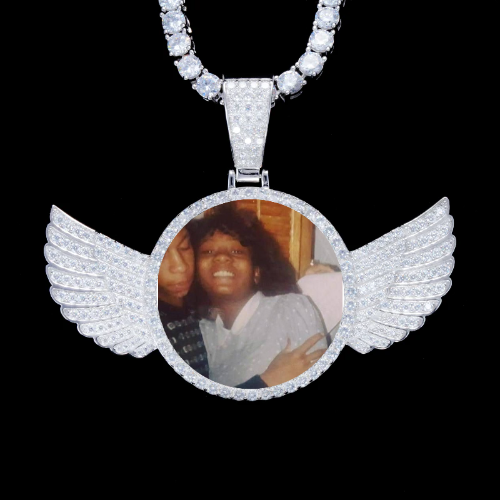925S & VVS Moissanite 3D Wing Custom Picture Pendant