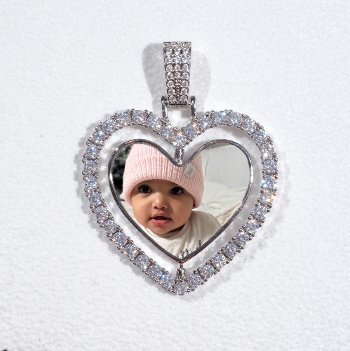 3D Spinning 2-Faced Heart Custom Picture Pendant