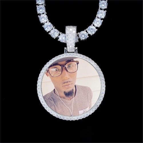 925S & VVS Moissanite 3D Circle Custom Picture Pendant