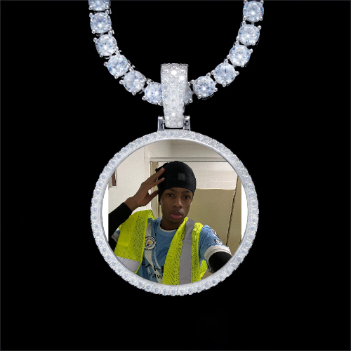 925S & VVS Moissanite 3D Circle Custom Picture Pendant