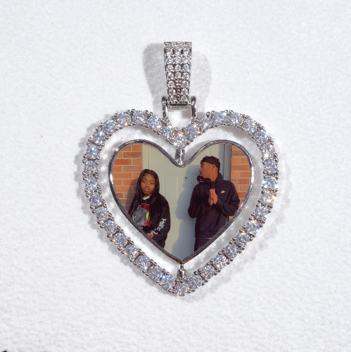 3D Spinning 2-Faced Heart Custom Picture Pendant