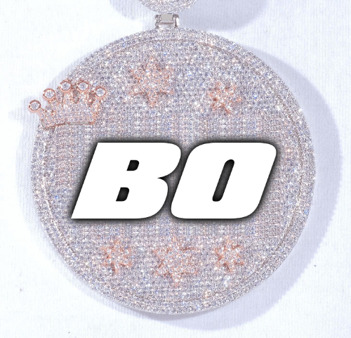 CUSTOM LETTER NECKLACE 3D BIG CROWN DISC
