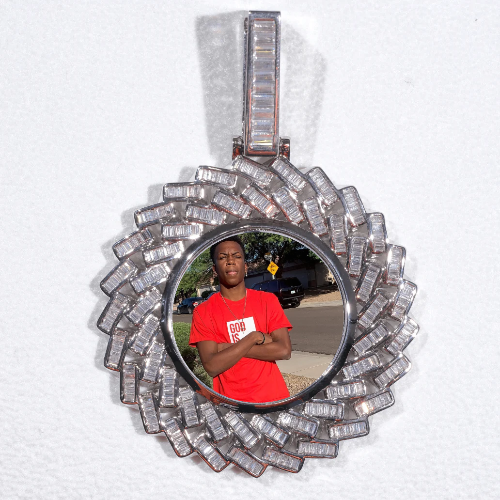 Large 3D Baguette Custom Picture Pendant