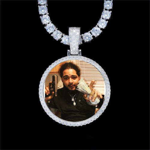 925S & VVS Moissanite 3D Circle Custom Picture Pendant
