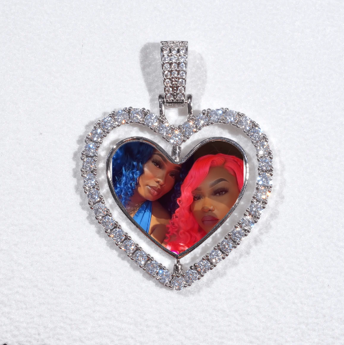 3D Spinning 2-Faced Heart Custom Picture Pendant