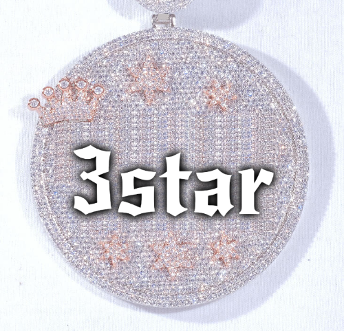 CUSTOM LETTER NECKLACE 3D BIG CROWN DISC