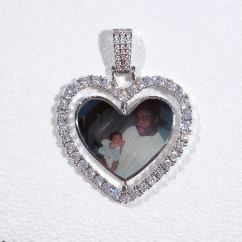 3D Spinning 2-Faced Heart Custom Picture Pendant