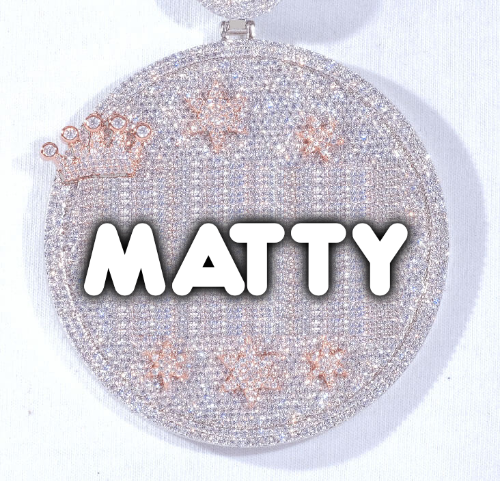 CUSTOM LETTER NECKLACE 3D BIG CROWN DISC