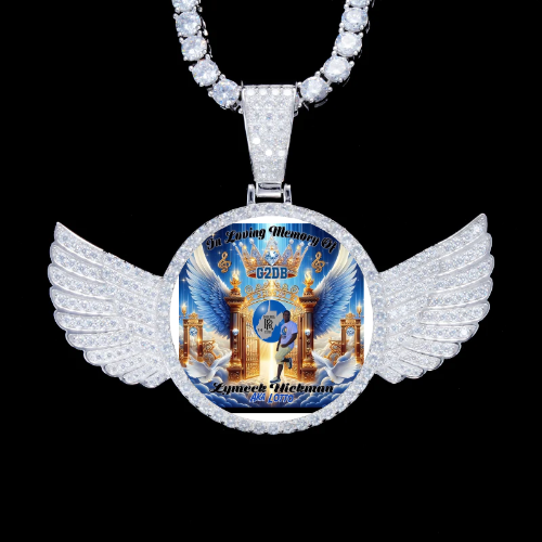 925S & VVS Moissanite 3D Wing Custom Picture Pendant