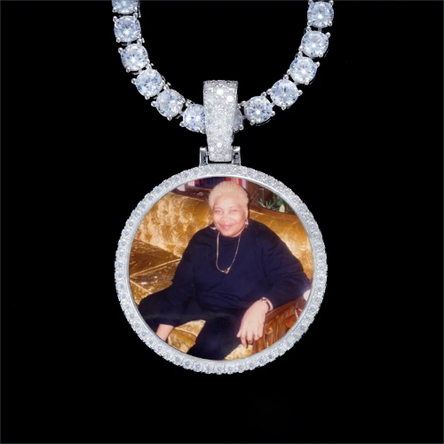 925S & VVS Moissanite 3D Circle Custom Picture Pendant