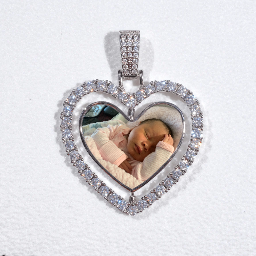 3D Spinning 2-Faced Heart Custom Picture Pendant