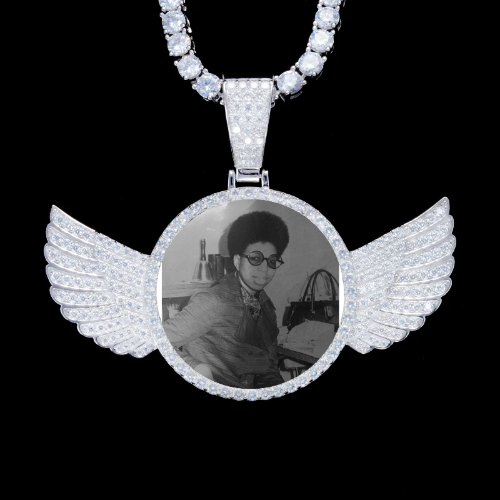 925S & VVS Moissanite 3D Wing Custom Picture Pendant