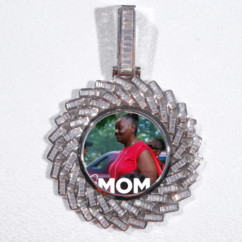 Large 3D Baguette Custom Picture Pendant