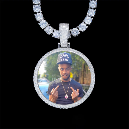 925S & VVS Moissanite 3D Circle Custom Picture Pendant