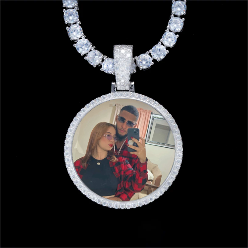 925S & VVS Moissanite 3D Circle Custom Picture Pendant
