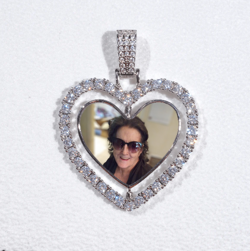 3D Spinning 2-Faced Heart Custom Picture Pendant