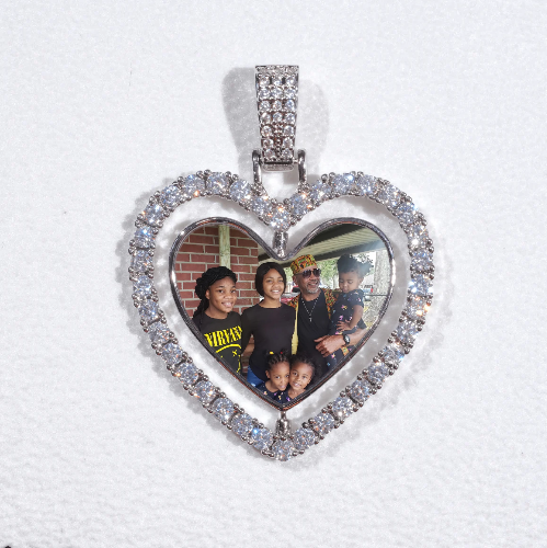 3D Spinning 2-Faced Heart Custom Picture Pendant
