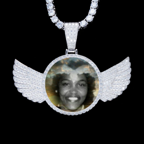 925S & VVS Moissanite 3D Wing Custom Picture Pendant