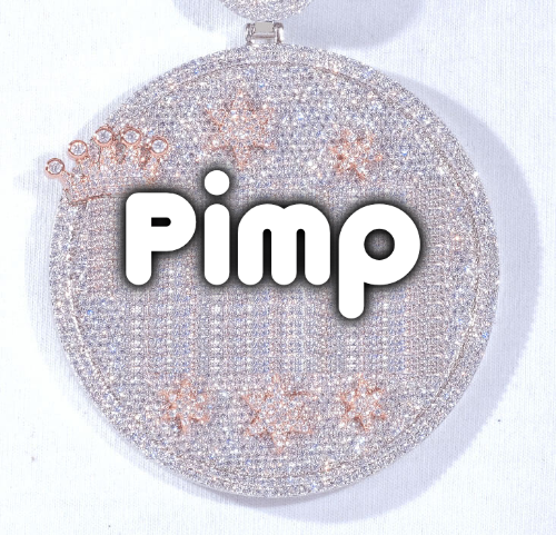 CUSTOM LETTER NECKLACE 3D BIG CROWN DISC