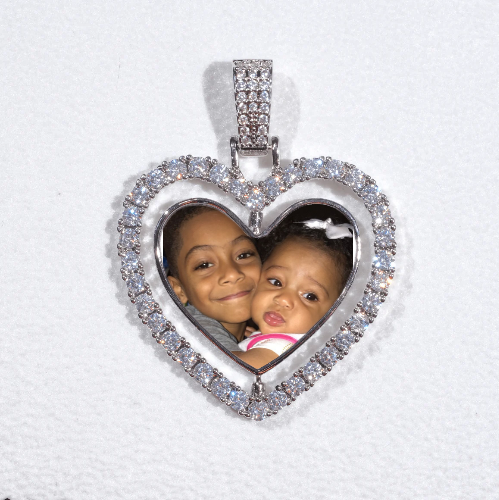 3D Spinning 2-Faced Heart Custom Picture Pendant