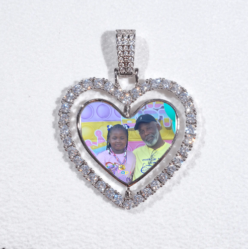 3D Spinning 2-Faced Heart Custom Picture Pendant