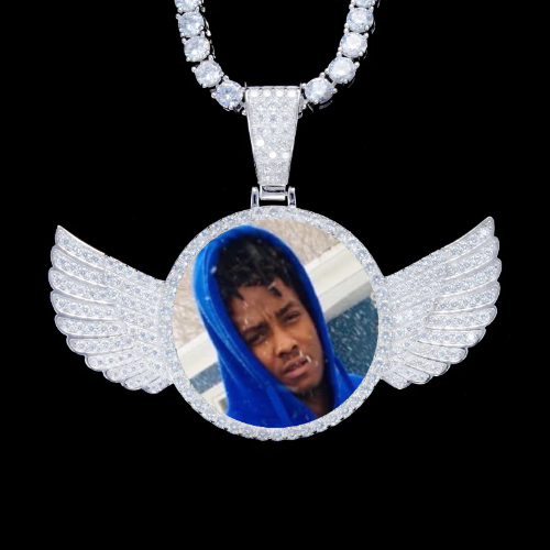 925S & VVS Moissanite 3D Wing Custom Picture Pendant