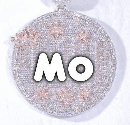 CUSTOM LETTER NECKLACE 3D BIG CROWN DISC