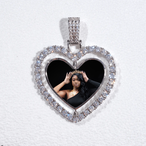 3D Spinning 2-Faced Heart Custom Picture Pendant