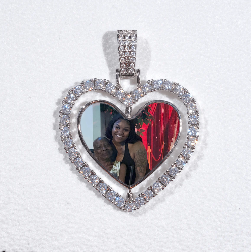 3D Spinning 2-Faced Heart Custom Picture Pendant