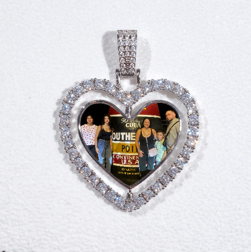 3D Spinning 2-Faced Heart Custom Picture Pendant