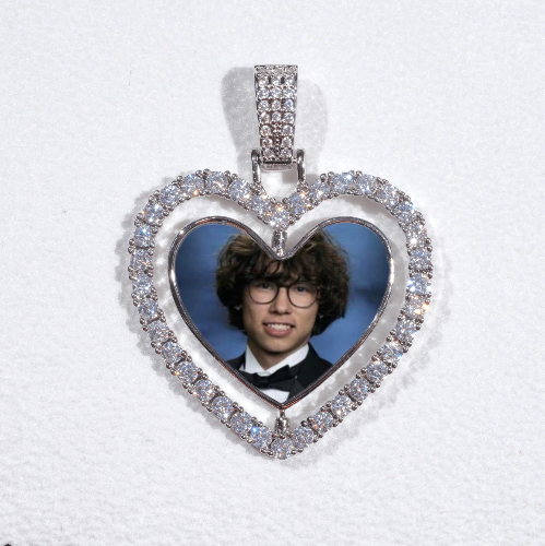 3D Spinning 2-Faced Heart Custom Picture Pendant