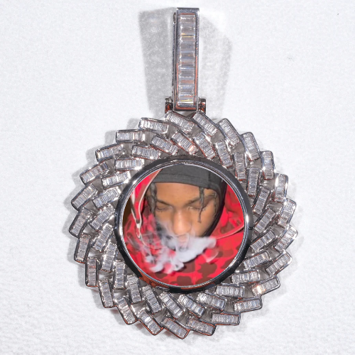 Large 3D Baguette Custom Picture Pendant