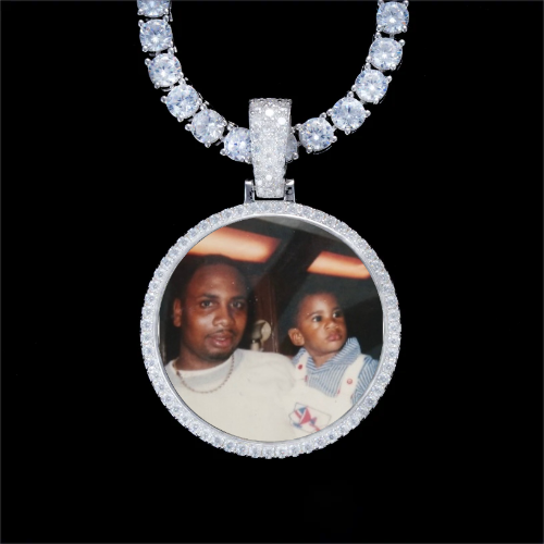 925S & VVS Moissanite 3D Circle Custom Picture Pendant