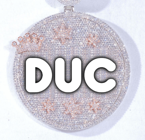 CUSTOM LETTER NECKLACE 3D BIG CROWN DISC