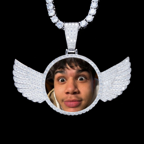 925S & VVS Moissanite 3D Wing Custom Picture Pendant
