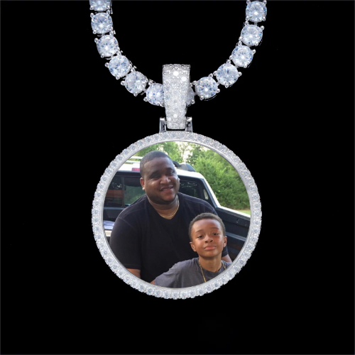 925S & VVS Moissanite 3D Circle Custom Picture Pendant