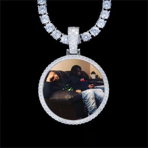 925S & VVS Moissanite 3D Circle Custom Picture Pendant