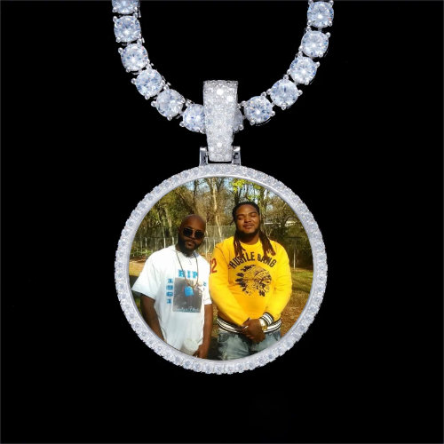 925S & VVS Moissanite 3D Circle Custom Picture Pendant