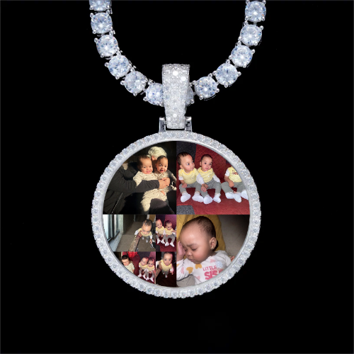 925S & VVS Moissanite 3D Circle Custom Picture Pendant