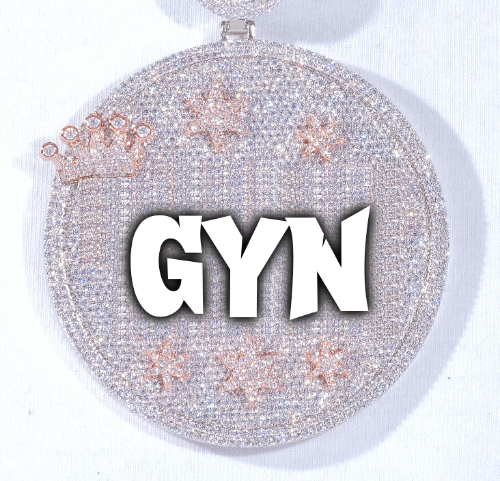 CUSTOM LETTER NECKLACE 3D BIG CROWN DISC