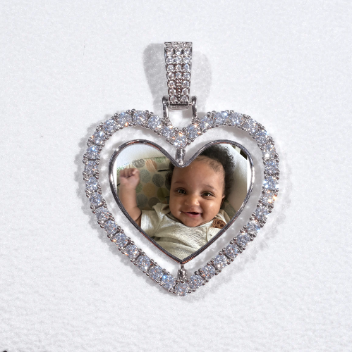 3D Spinning 2-Faced Heart Custom Picture Pendant