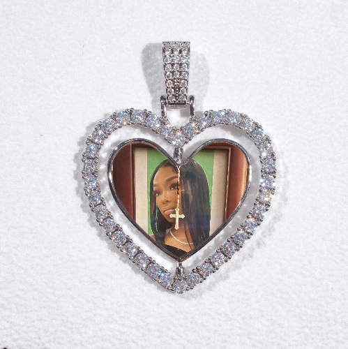 3D Spinning 2-Faced Heart Custom Picture Pendant