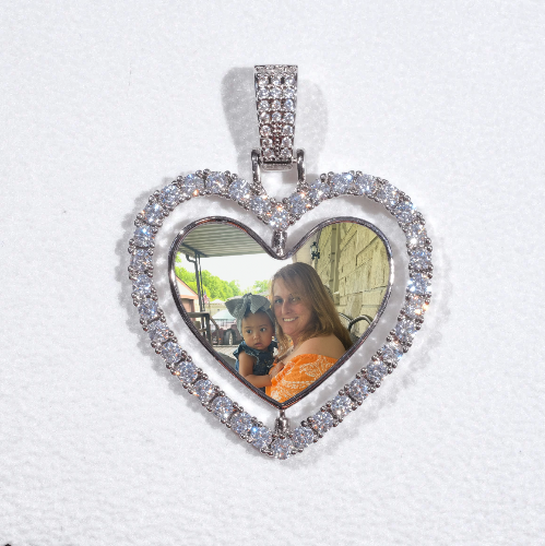 3D Spinning 2-Faced Heart Custom Picture Pendant