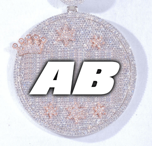 CUSTOM LETTER NECKLACE 3D BIG CROWN DISC