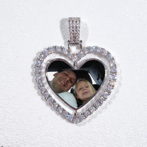 3D Spinning 2-Faced Heart Custom Picture Pendant
