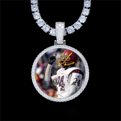 925S & VVS Moissanite 3D Circle Custom Picture Pendant