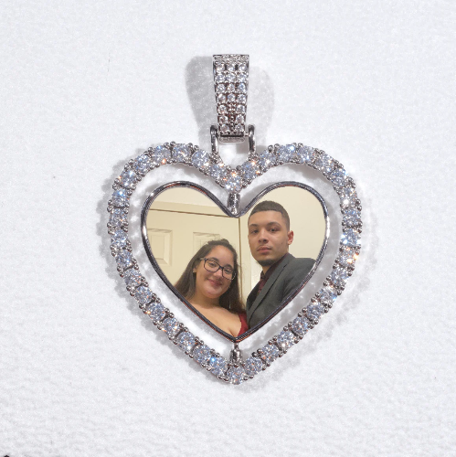 3D Spinning 2-Faced Heart Custom Picture Pendant