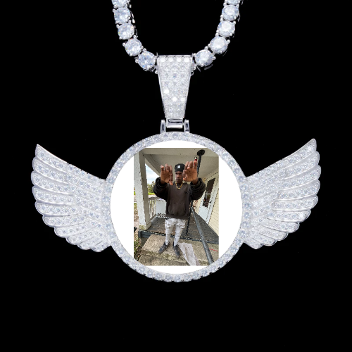925S & VVS Moissanite 3D Wing Custom Picture Pendant