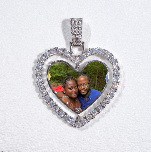 3D Spinning 2-Faced Heart Custom Picture Pendant