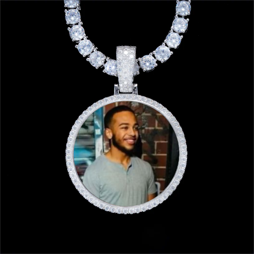 925S & VVS Moissanite 3D Circle Custom Picture Pendant